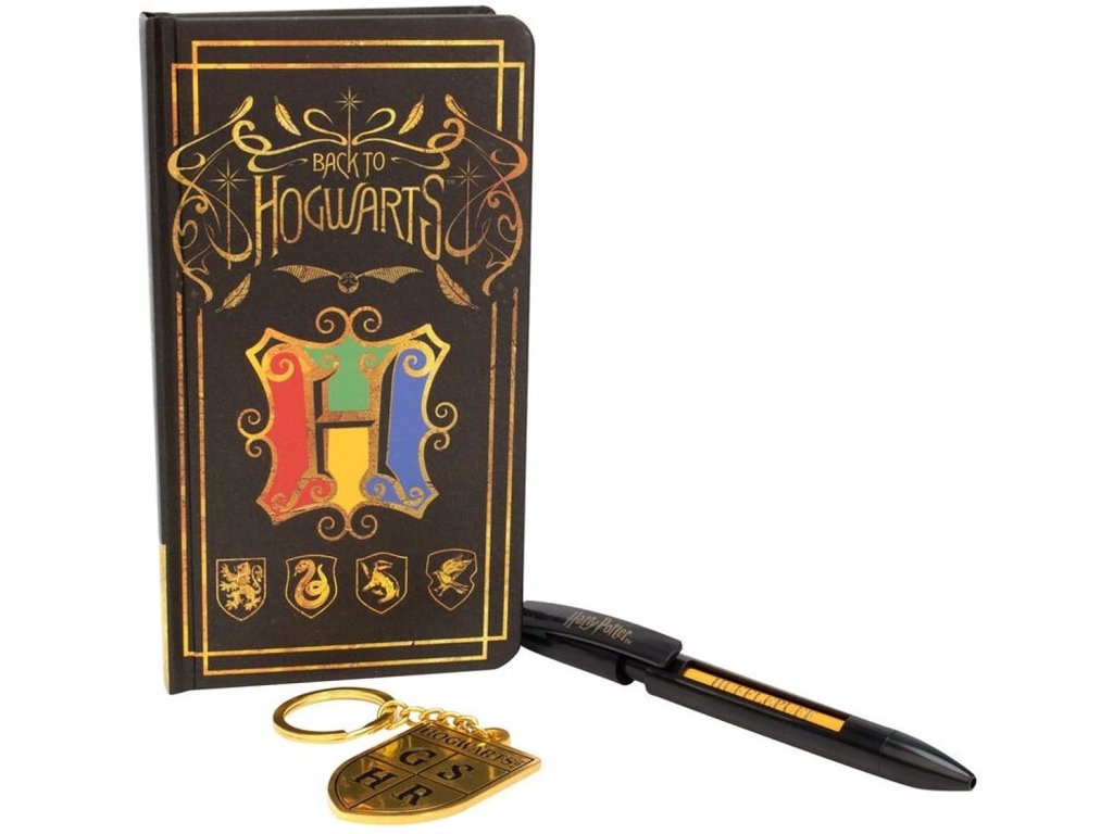 Dárkový set Harry Potter - Barevný erb: zápisník, pero a klíčenka