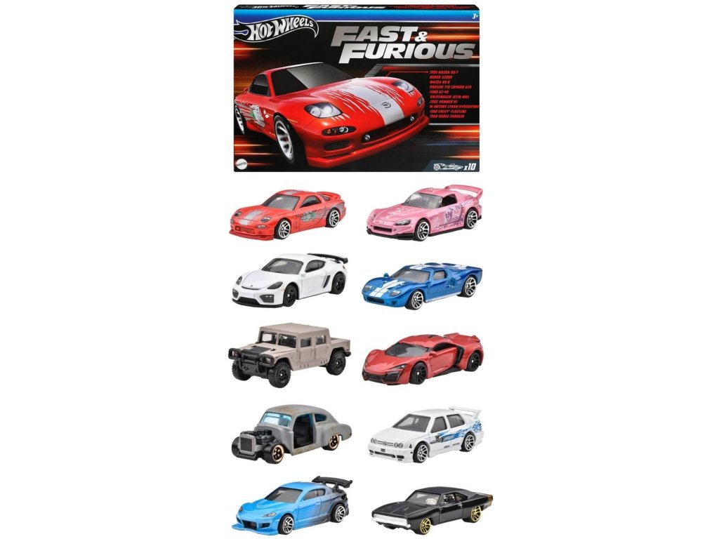 Hot Wheels Fast & Furious - tématická sada angličáků 10ks