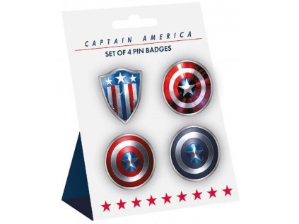 Sada odznaků Marvel - Kapitán Amerika 4 ks
