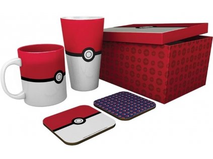 Dárkový set Pokémon Pokéball - hrnek, sklenice a podtácky