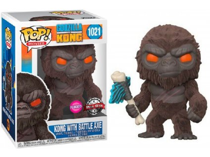 Funko POP! 1021 Movies: Godzilla vs Kong - Kong with Battle Axe Flocked Special Edition