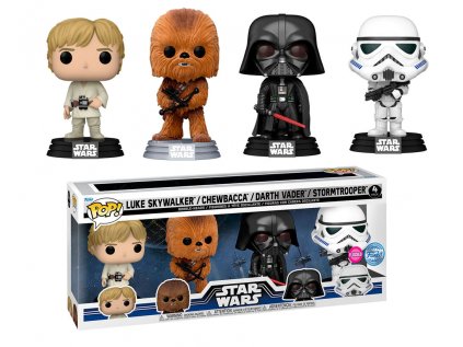 Funko POP! 4-Pack Star Wars - Luke Skywalker / Chewbacca / Darth Vader / Stormtrooper Flocked Special Edition