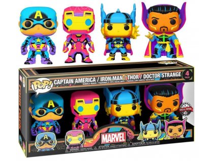 Funko POP! 4-Pack Marvel - Captain America / Iron Man / Thor / Doctor Strange BLKLT Special Edition