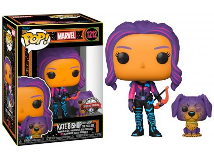 Funko POP! 1212 Marvel Hawkeye - Kate Bishop with Lucky the Pizza Dog BLKLT Special Edition