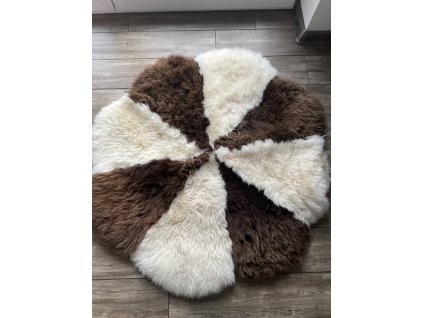 Bruin-wit rond vloerkleed