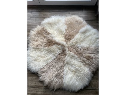 Beige-wit rond vloerkleed