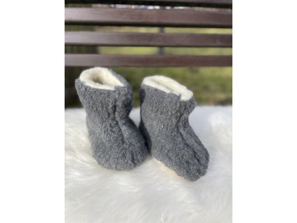 Detské vlnené papuče sivé