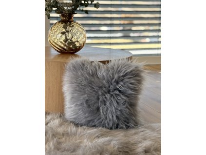 Kussen van schapenvacht grijs