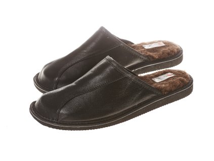 Herenpantoffels van schapenvacht – zwart
