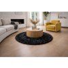 Rond schapenvacht vloerkleed zwart