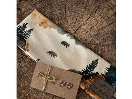 vzor medvědi set čelenka naušnice