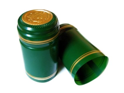 Kapturek termokurczliwy 55 zielona ze złotą górą i paskami