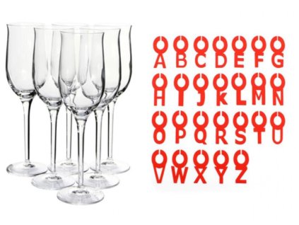 Znaczniki na szklanki i kieliszki - litery