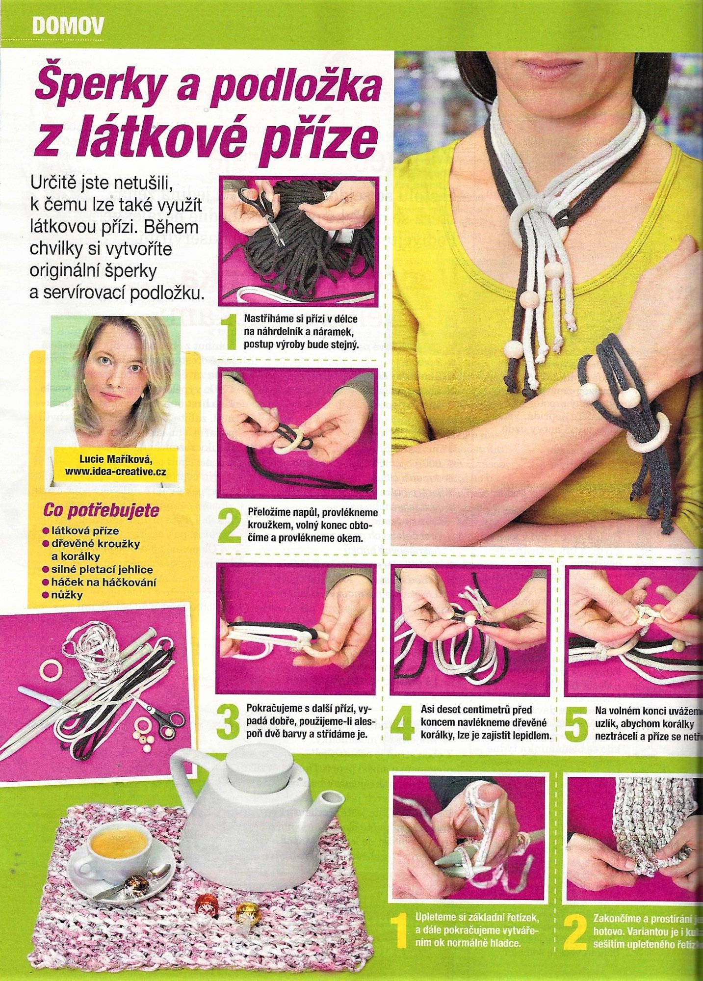 Šperky nebo podložka z látkové příze