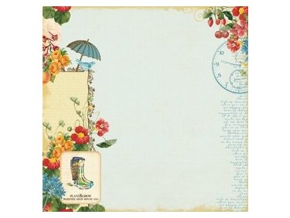 Transparentní scrapbookový papír s potiskem 1 ks, 30,5 x 30,5