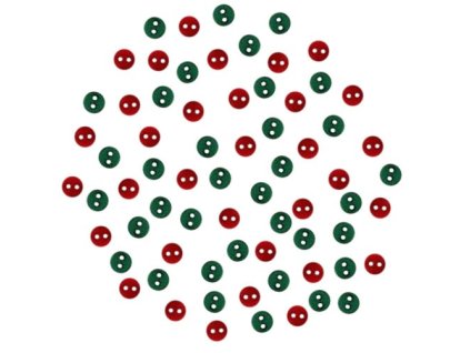 Dekorační knoflíčky Round- red/green