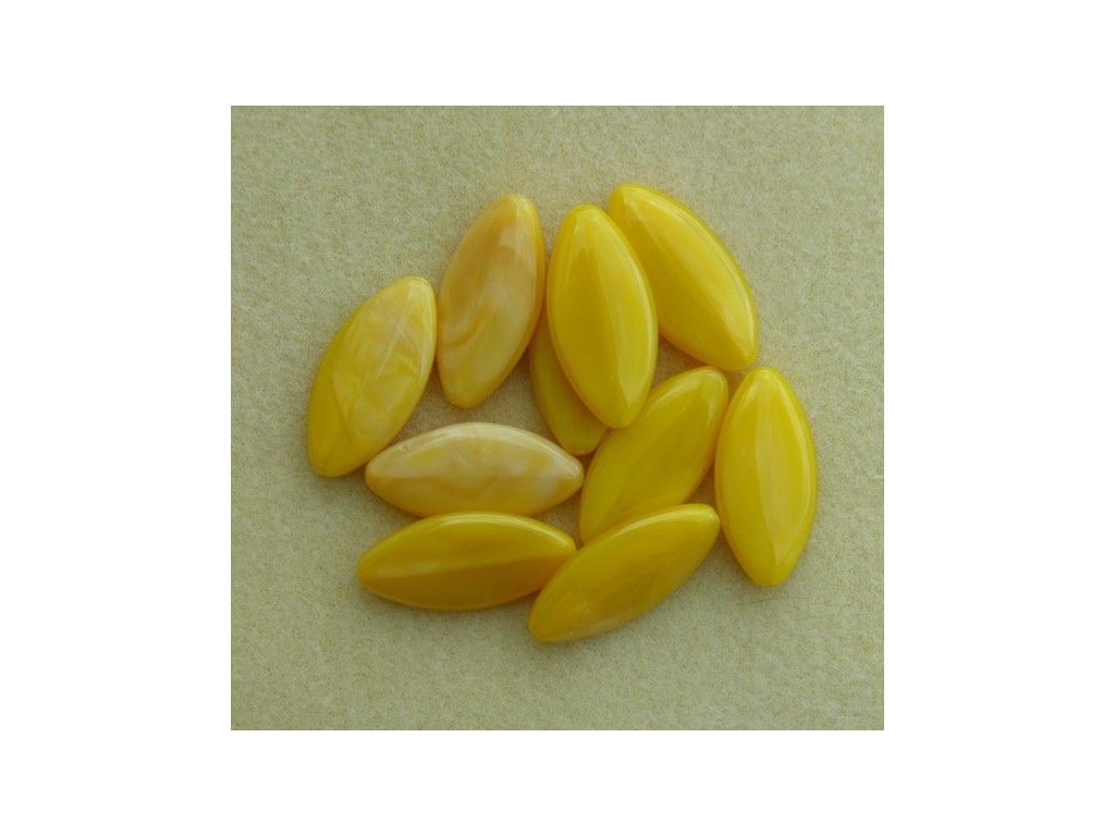 Korálky mačkané - MKL060 - lístek střední perleťově žlutý