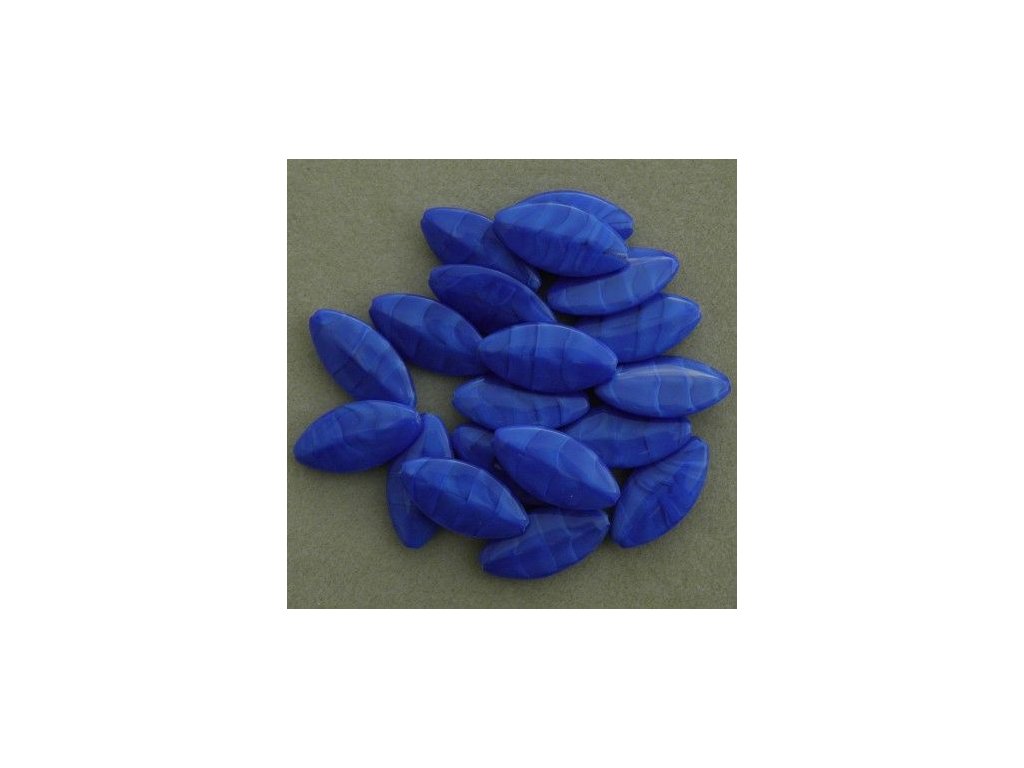 Korálky mačkané - MKL150 - lístek velký 36027 žíhaný modrý