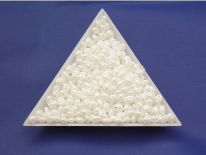 Korálky PRECIOSA Twin™ - perleťově bílý s listrem 46102