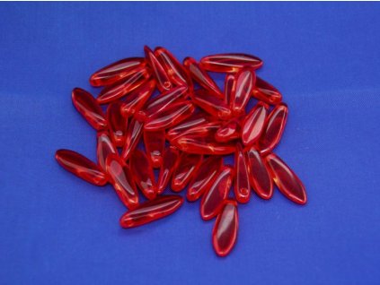 Korálky mačkané - jazýček 90070 červený - 5 mm x 16 mm