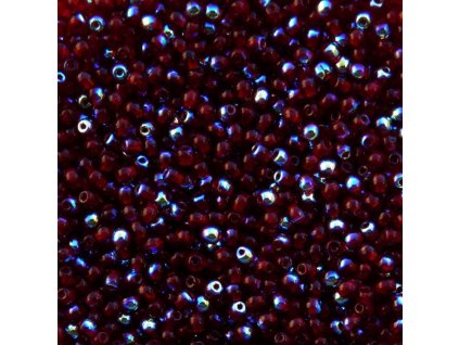 Korálky mačkané - kulička 3 mm - X90100 tmavá červená s AB