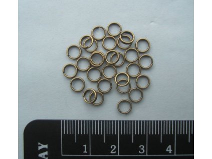 Bižuterní komponenty - dvojkroužek starozlatý 5 mm