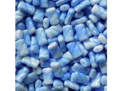 Korálky mačkané - BW07 - modro-bílý obdélníček 07314