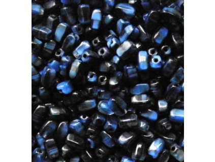 Korálky mačkané - BW26 - drops 26307 modro-černý