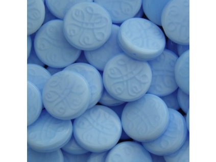 Korálky mačkané - MKL124 - Placička s kresbou perleťově modrá