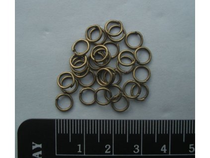 Bižuterní komponenty - spojovací kroužek starozlatý 6 mm - 100 ks