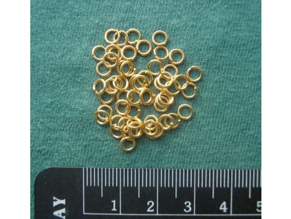 Bižuterní komponenty - spojovací kroužek zlatý 4 mm - 100 ks