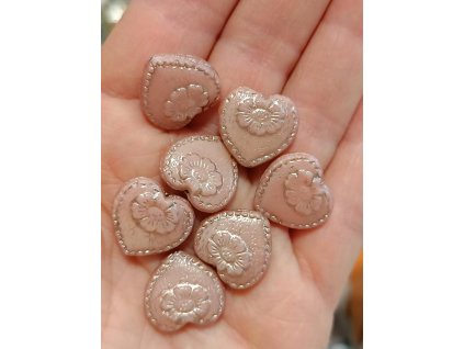 Korálky mačkané - srdíčko růžové 74020-54324