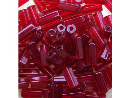 Korálky - atlasové perle tmavší siam pětihran (BW87) - 5 ks