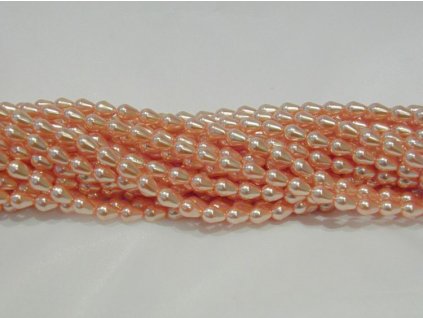 Korálky - voskované hrušky - 9 x 6 mm - světle oranžové