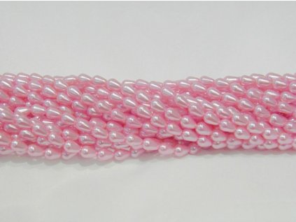 Korálky - voskované hrušky - 9 x 6 mm - světle růžové