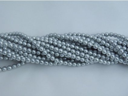 Korálky - voskované perle 4 mm - světle šedé