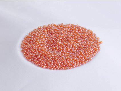 Korálky - rokajlové perličky transparentní oranžové s listrem - 8/0