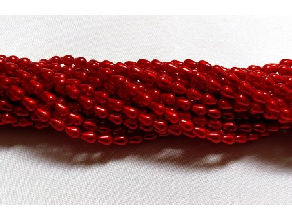 Korálky - voskované hrušky - 7 x 5 mm - 12985 červené