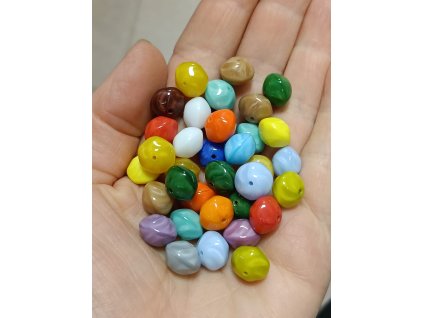 Korálky mačkané - tvarovaná kulička 10 mm x 12 mm - mix silk (25 ks)