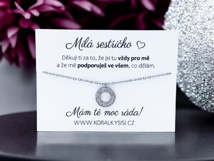 Náhrdelník Kolečko s krystaly pro sestru