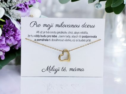 Náhrdelník Zlaté srdce velké pro dceru