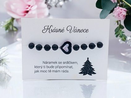 Náramek Černé srdce s lávou