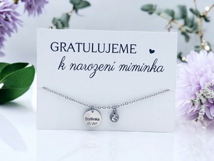Náhrdelník K narození miminka se jménem a datumem