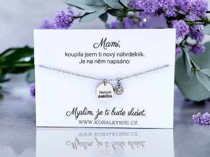 Náhrdelník Nejlepší babička s krystalem