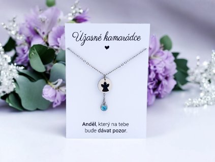 Náhrdelník Anděl s krystalem pro kamarádku