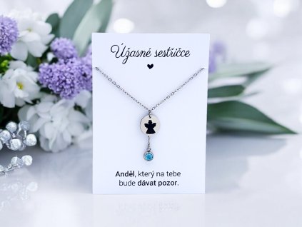 Náhrdelník Anděl s krystalem pro sestru