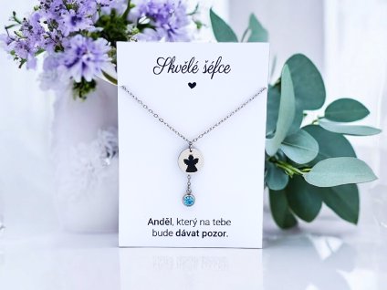Náhrdelník Anděl s krystalem pro šéfku