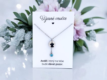 Náhrdelník Anděl s krystalem pro vnučku