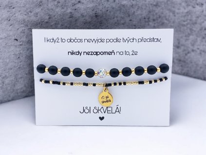 SET náramků Černo-zlatá Jsi skvělá