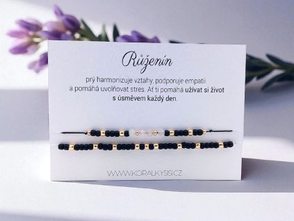 SET náramků Černý rose gold růženín